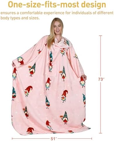 Catalonia Wearable Blanket with Sleeves for Women & Men, Fleece Wrap Throw - Image 6