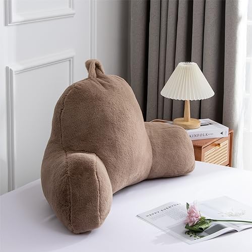 A Nice Night Khaki Reading Pillow, 18.5" Bed Wedge Pillows with Arms - Image 3