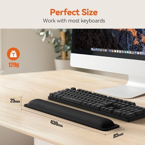 TECKNET Wrist Rest for Computer Keyboard, Thicken Memory Foam Wrist Support Pad for Keyboard, Ergonomic Palm Rest for Pain Relief, Anti-Slip Rubber Base, 17x3.3 in, 1 inch (25mm), Black - Image 6