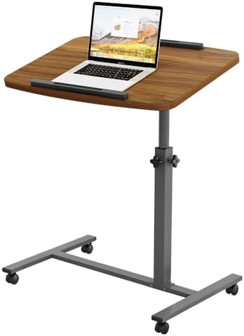Laptop Table Mobile Adjustable Height Portable Desk Notebook Swivel PC Computer Rolling Desk with Wheels, Laptop Stand for Couch Bedside Hospital Bed Table - Image 2