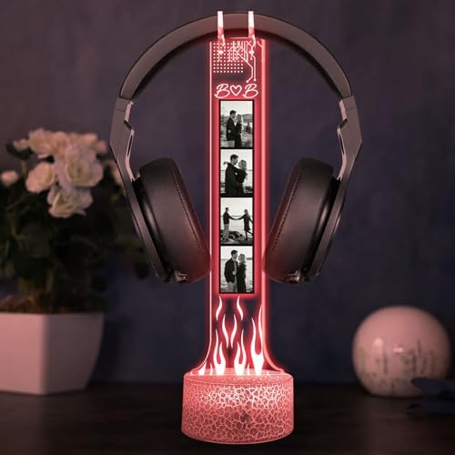 Custom Couple Photo Headphone Holder, Personalized Led Headphone, Headset Holder Gift for Him, Valentine's Day Gifts for Couple, Custom Gift for Gamers, Boyfriend Gifts, Couple Photo - Image 5