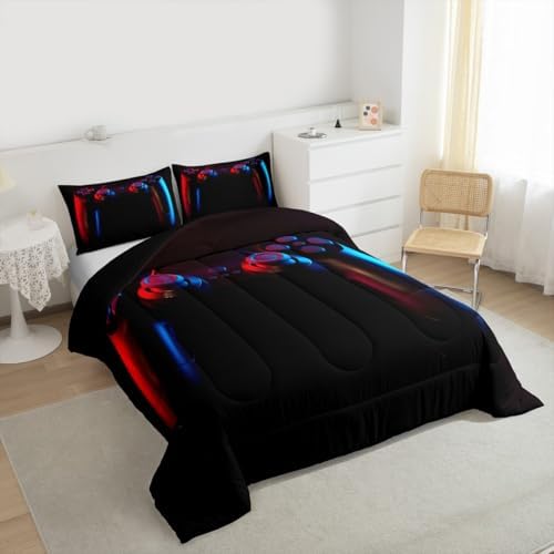 Gamer Comforter Set for Boys Girls Man Gaming Bedding Set,Black Gamepad Home Decor Player Video Game Duvet Insert Teens Kids 2 Pieces 1 Down Comforter with 1 Pieces Pillowcase(Twin Size,All Season) - Image 4