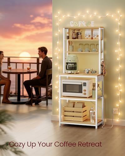 VASAGLE Coffee Bar, 23.6 Inches 6-Tier Baker's Rack with 6 Hooks - Image 7