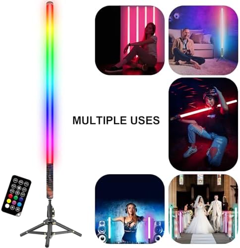LUXCEO 4Pack RGB Tube Light Bar with Light Stand, Battery Powered LED Video Light Wand Stick with Remote Control for DJ Lighting, Dance Club and Photography Lighting (3Ft) - Image 5