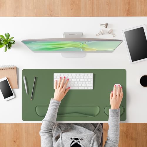 Green Leather Desk Pad and Keyboard Wrist Rest, 27.6"x13.8" - Image 6
