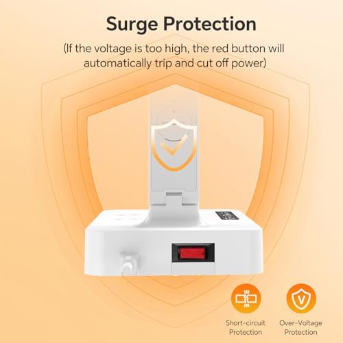 Desk Lamp with USB Charging Port: Table Lamp with Power Strip, Charging Station - 2 Outlets 1 USB-A Ports 1 Type-C Ports, Surge Protection, 5ft Extension Cord, 5 Color Modes 5 Brightness (White) - Image 6