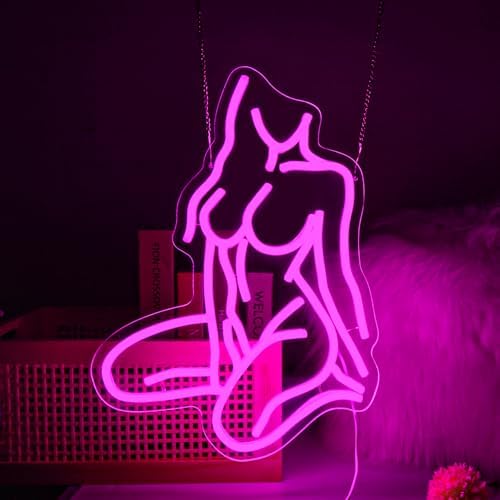 Lady Neon Sign for Wall Decor Beauty Miss Led Light Up Sign Bedroom Bar Club Party for Man Cave Room Hanging Pink Led Sign Art Birthday Decoration Gifts by Gevbay
