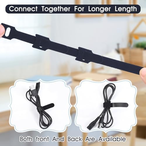 MVYC 200PCS Reusable Cable Ties Wire Ties Cord Organizer Cable Organizer Adjustable Cable Management Black 4+6+8+10 inch - Image 4
