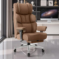 BestGlory Office Desk Chair, Big and Tall Leather Gaming Chair with Footrest, Ergonomic Comfy Executive High-Back Reclining Computer Chairs, Wide Swivel Rolling Wheels and Padded Lumbar Support, Khaki by Bestglory