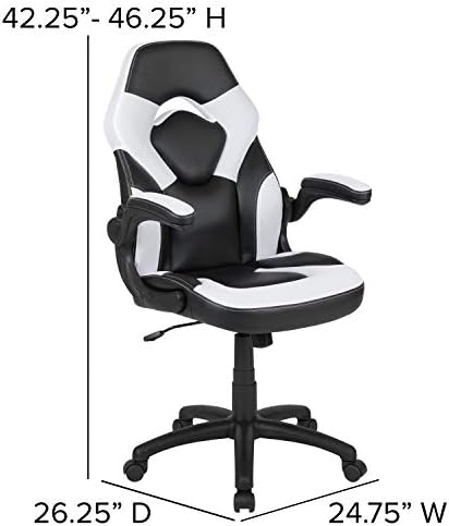 Flash Furniture X10 Gaming Chair Racing Office Ergonomic Computer PC Adjustable Swivel Chair with Flip-up Arms, White/Black LeatherSoft | Ergonomic, Flip-up Arms, Height Adjustable, Racing Style - Image 3