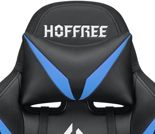LED Gaming Chair with Speakers RGB Lights Massage Computer Chairs-Blue | Bluetooth Game Chairs for Adults;Ergonomic High Back Video Game Chair; Reclining Gamer Chair with Footrest Lumbar Support - Image 6