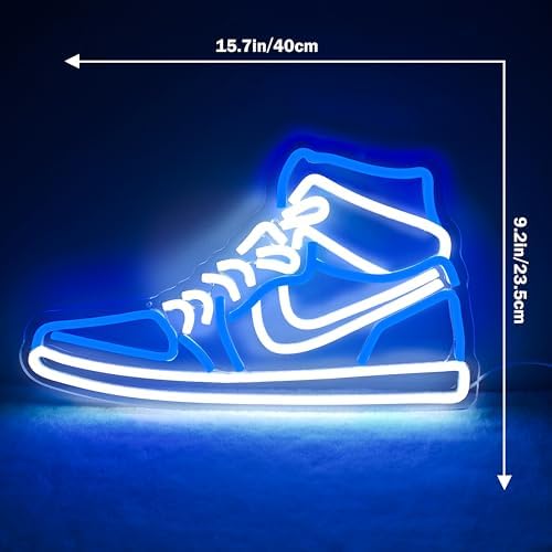 Sneaker Neon Sign Sports Shoe Neon Signs for Wall Dimmable LED Boys Neon Lights for Bedroom Man Cave Home Party Pub Neon Bar Sign Shoes Light up Signs Wall Decor (Blue) - Image 2