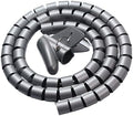 Spiral Cable Wrap with Clip,16mm Diameter Desk Cable Organizer Spiral for Wire Management,1.5 Meters Flexible Wire Organizer with Wire Grip- Keep Office Cords Neat, Tangle-Free and Protected,Silver by Fogun