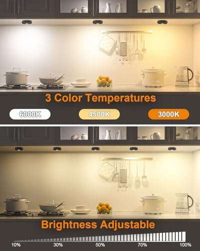 WILLED Under Cabinet Lighting Wireless,Rechargeable Puck Lights with Remote Control,Battery Tap Light Stick On,3 Colors and Timer Function LED Lights for Kitchen,Cabinet,Counter,Closet,Shelf,6 Pack - Image 4