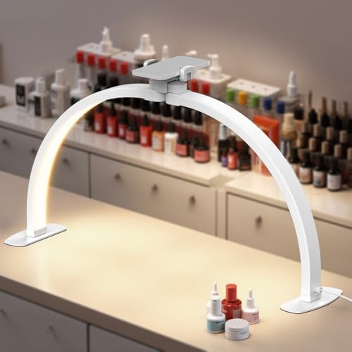 NEEWER Basics 29" Half Moon Nail Light for Desk, 36W Foldable Nail Tech Table Arc Lamp, LED Manicure Half Ring Light with Phone Holder for Makeup Beauty Tattoo Overhead Video Recording, HM02-D by Neewer