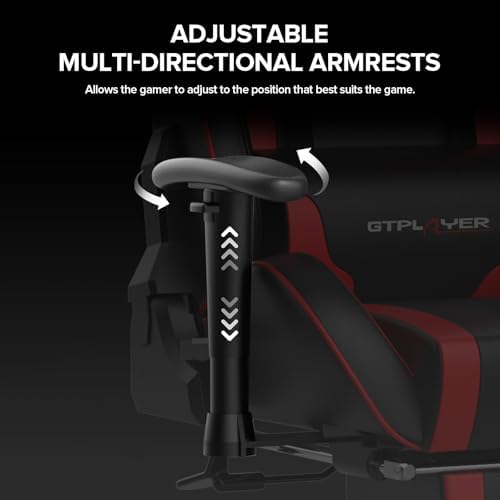 GTPLAYER Gaming Chair with Footrest Speakers Video Game Chair Bluetooth Music Heavy Duty Ergonomic Computer Office Desk Chair Red - Image 4