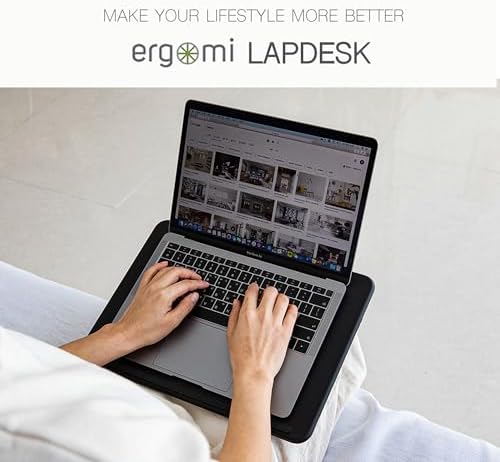 Lap Desk with Soft Cushion and Wrist Rest – Portable Laptop Desk for Bed, Couch & Home Office, PU Surface Tray with Handle for 15.6 inch Laptop (Medium, Black) - Image 6