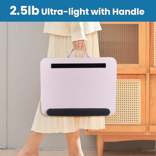 Lap Desk, Portable Lap Desks Fits Up to 16'' Laptop with Pillow Cushion Laptop Desk with Wrist Rest Lap Stand with Tablet or Phone Storage Slot for Bed Couch Carpet Home Office Livingroom (Pink) - Image 5