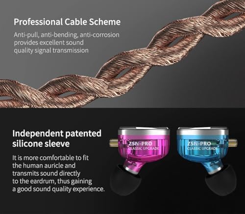 KZ ZSN Pro Dual Drivers 1BA 1DD in Ear Earphones HiFi Power Bass Earbuds Headphones High Clarity Sound Wired Earphones with Detachable Cable for Audiophile Musician - Image 6