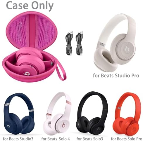 for Beats Studio Pro/Studio3/Solo4/Solo3 Headphones Hard Case, Rose Red - Image 2