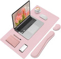 Mouse Pad and Keyboard Wrist Rest, Large Keyboard and Mouse Pad Set, Ergonomic Mousepad with Wrist Rest, Non-Slip Desk Mat Protector for Office, Home (31.5×15.7 Inches, Pink) by FreeNook