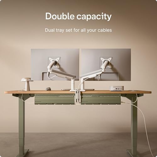 Desktronic Cable Duct Desk Green Set of 2 - Stainless Steel Cable Management Desk Cable Duct with 5 Cable Cut-Outs - Easy to Install Cable Organiser - Cable Holder - Image 4