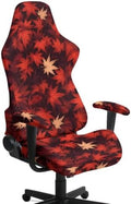 Fall Maple Leaves Gaming Chair Cover with Armrest Set of 4 Office Computer Chair Slipcovers Autumn Theme Split Computer Chairs Slipcovers for Holiday Home Club Office by Merkmak