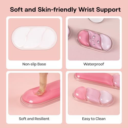 EPOMAKER CloudGel Wrist Rest for Keyboard and Mouse, 2 Pieces | Silicone Wrist Support, Anti-Slip Rubber Bottom, Ergonomic Design, Suitable for Office/Computer/Laptop/Gaming (Pink) - Image 4