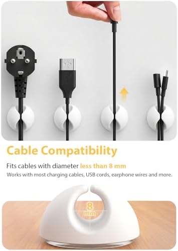 Shintop 6pcs Cord Holder, Self-Adhesive Cable Clips for Phone Chargers - Image 2