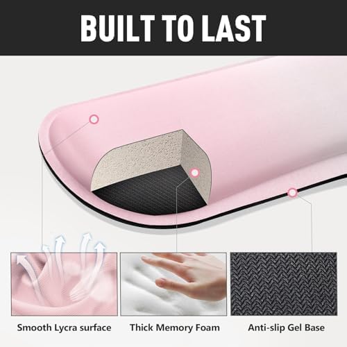 Gimars Upgrade Enlarge Silky Gel Memory Foam Keyboard Wrist Rest, Wrist Rest for Computer Keyboard, Ergonomic Mouse pad Rests for Typing Pain Relief, Wrist Support for Office, Gaming, Pink Gradient - Image 6