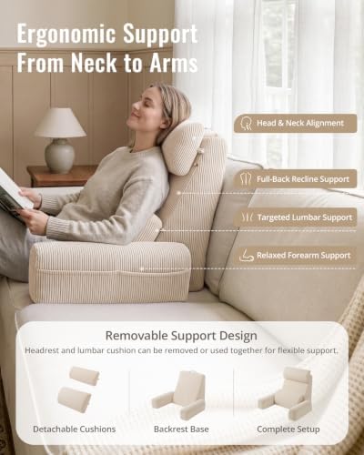 Blissful Diary Reading Pillow with Adjustable Neck & Lumbar Support, 19" - Image 2