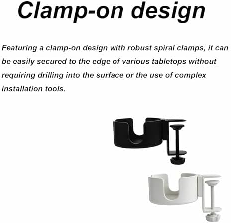2pcs Desk Cup Holder Clamp Anti-Spill Desk Drink Holder Clip for Gaming Desk Accessories Office Desk Home Office Organization (Black, White) - Image 4