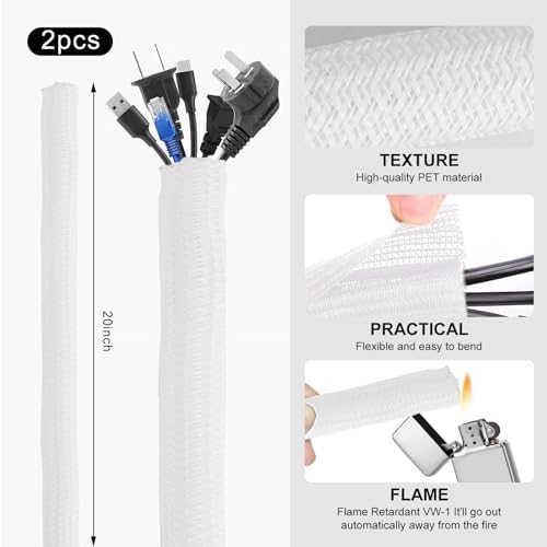 137PCS Cable Management Kit 4 Cable Sleeve Split 100 Cable Zip Ties 10 Cable Clips 15 Adhesive Wall Cable Tie 10 Cable Zip Tie for TV Computer Office Home Under Desk - Image 3