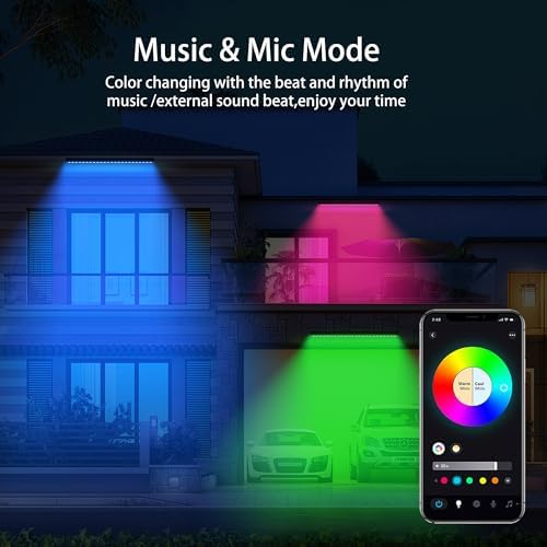 Linkable RGBCW LED Wall Washer Light, IP65 Waterproof Color Changing Light Bar for Outdoor Wall Wash, 180W Dimmable Uplight with APP & RF Remote Control, Music Sync, Timer - Image 4