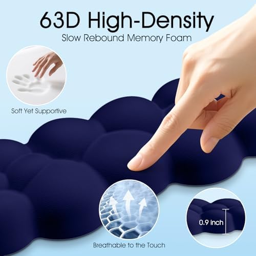 Cloud Wrist Rest Keyboard Cushion and Cloud Mouse Pad, Dark Blue | 4-in-1 Ergonomic Cloud Keyboard Wrist Rest Set, Memory Foam, Arm Support for Palm, Cute Desk Accessory for PC Gaming Setup - Image 4
