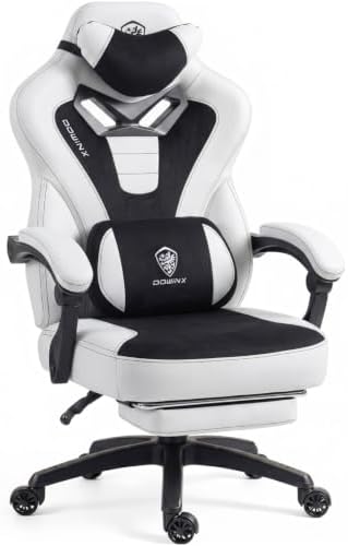 Dowinx Big and Tall Gaming Chair for Adults with Footrest, Massage Lumbar | Ergonomic High back with Pocket Spring Cusion Wide Seat, 90-135° Recline, Adjustable Height & Headrest for Home Office by Dowinx