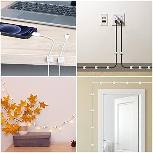 100 PCS Adhesive Cable Clips White (Small & Large), Upgraded Wall Wire Holder for Cord Organizer Cable Management, Outdoor Light Clips Hooks for LED, Car Dash Cam, HDMI, Extension Cord (Pack of 2) - Image 6