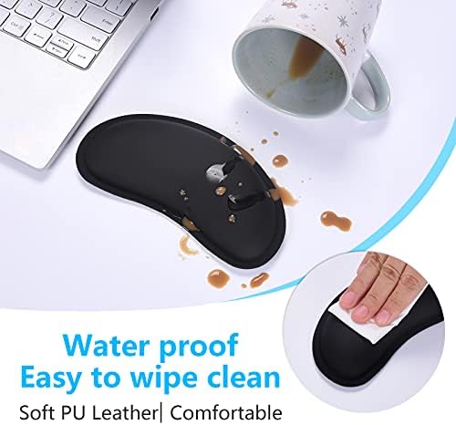 Dapesuom Mouse Wrist Rest, Ergonomic Memory Foam Mouse Wrist for Computer Desk Mats Support, PU Leather Hand Rest Pad Cushion for Gaming, Laptop, Men, Women, Pain Relief & Easy Typing, Black - Image 5