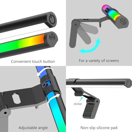 RGB Monitor Light Bar, Eye-Care Dual Light Reading Screen Lamp, 9 Modes Gaming Backlight LED Computer Lamp, 3 Colors Dimmable Frontlight, 15.75'' USB Desk Lights for Home, Office - Image 6
