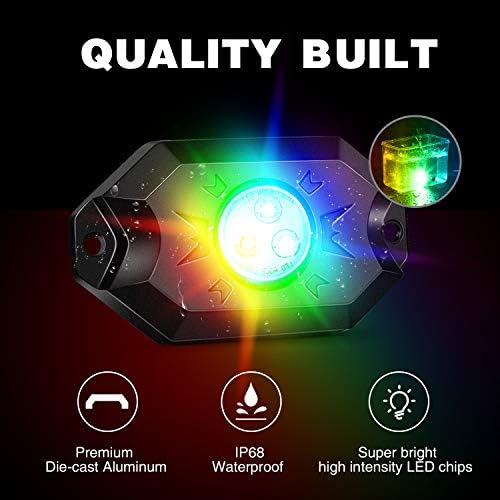 Nilight RGB LED Rock Lights Kit, 4 pods Underglow Multicolor Neon Light Pod with Bluetooth App Control Flashing Music Mode Wheel Well Light for Truck ATV UTV RZR SUV - Image 5