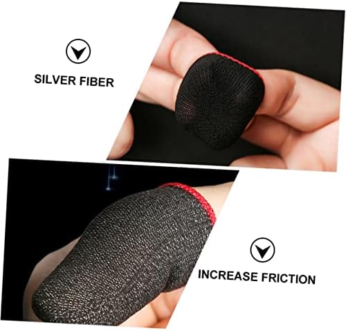 10 Pcs Anti-Sweat Finger Cots for Gaming Refreshing Finger Sleeves Stylish Red Trim Silver Fiber Material for Mobile Gamers - Image 7