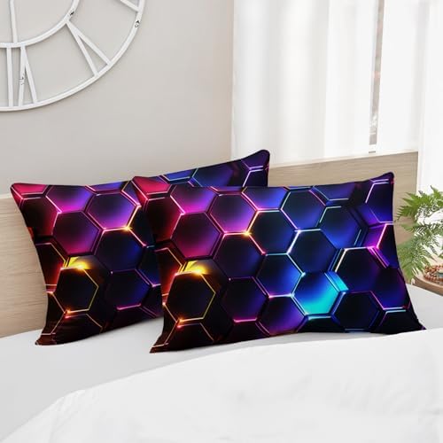 HOSIMA Geometric Hexagon Twin Bedding Sets,1 Fitted Sheet+2 Pillowcases. - Image 7