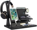 Gift for Men Nightstand Organizer with Headphone Stand & Rotating Phone Stand, Stylish Headphone Holder to Keep Desk Accessories for Men Organized, Unique Dad Birthday Gift, Gifts for Boyfriend by Gladsico