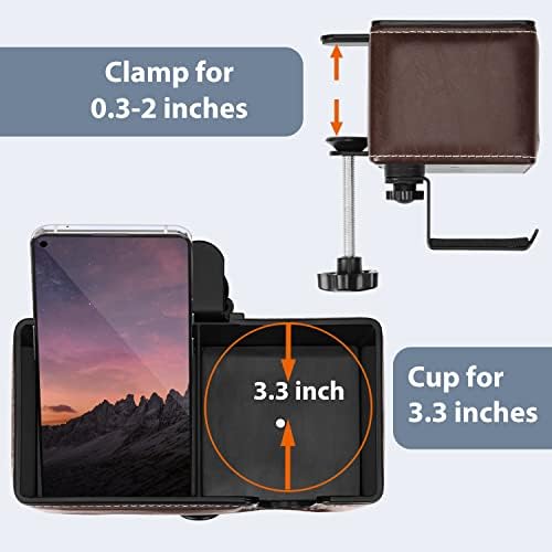 Under Desk Cup Holder Clamp on Cup Holder PU Leather Clip on Desk Organizer - Image 6