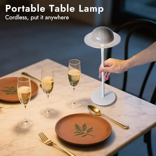 Saturn Rings Battery Operated Lamp- Remote Control, Touch Control, Inspiration from Saturn's Rings, Dynamic Table Lamps, East to Assemble, Sturdy Metal - Image 2