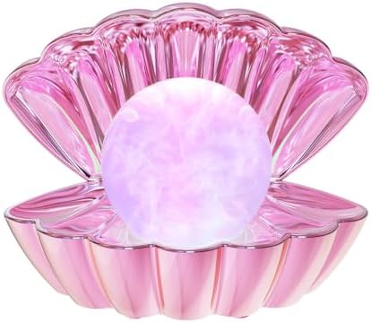LKUA Shell Pearl Beach Themed Night Light, RGB 8 Colors Changing Mood Shell Pearl Lamps, Bedside LED Clamshell Portable Night Lights for Bar (Electroplating Powder) by LKUA