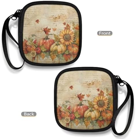 Pumpkin Maple Leaf Thanksgiving Earphone Case Earbuds Small Carrying Cases Portable Headphone Organizer Storage Pouch Bag with Handle Make The Headphone Cable to Be Better Placed - Image 4