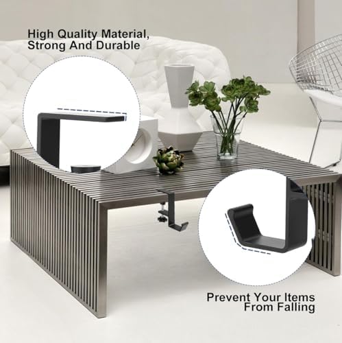 No Drill Under Desk Headphone Hanger, Clamp-On Desk Edge Hook for Headphones & Bags, Universal Desk Organizer Hook for Office, Home & School - Image 6