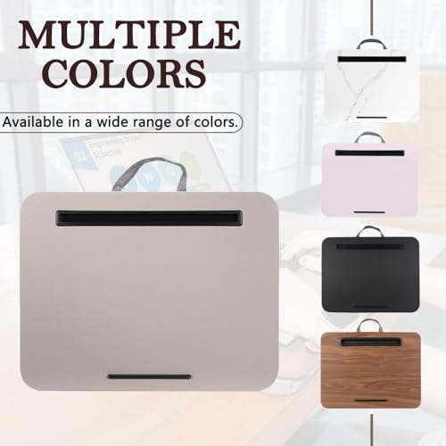Portable Laptop Desk Fits Up to 16“ Laptops, with Tablet Slot, Built-in Cushion, Great for Home & Office,Lap Desk for Laptop,Lap Desk with Cushion (Gray, Medium) - Image 3