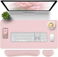 Pink Leather Desk Pad and Keyboard Wrist Rest, 27.6"x13.8" by Unknown